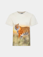 T-shirt avorio per bambino con tigre,Molo,1S24A207 3541